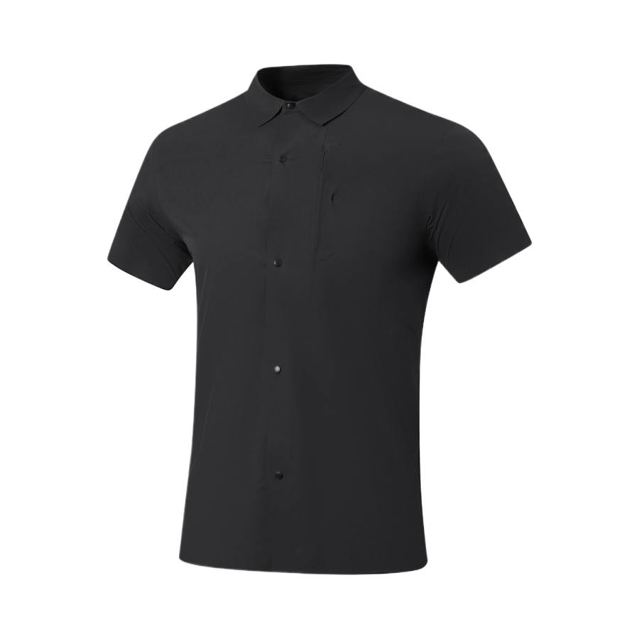 Li-Ning Li Ning Gold Logo | Shirts Men's Black Lapel Moderate Straight Fit