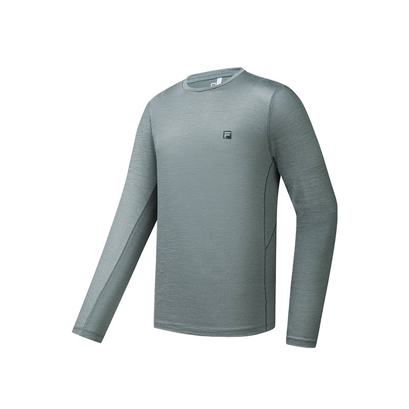 FILA T Shirts Men's Green Wood Gray Crew Neck Moderate Straight Fit