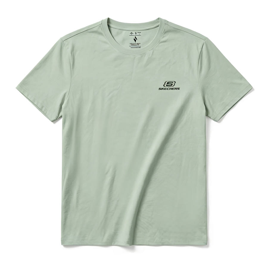 Skechers T Shirts Unisex Pea Gray Green Crew Neck Thin Straight Fit