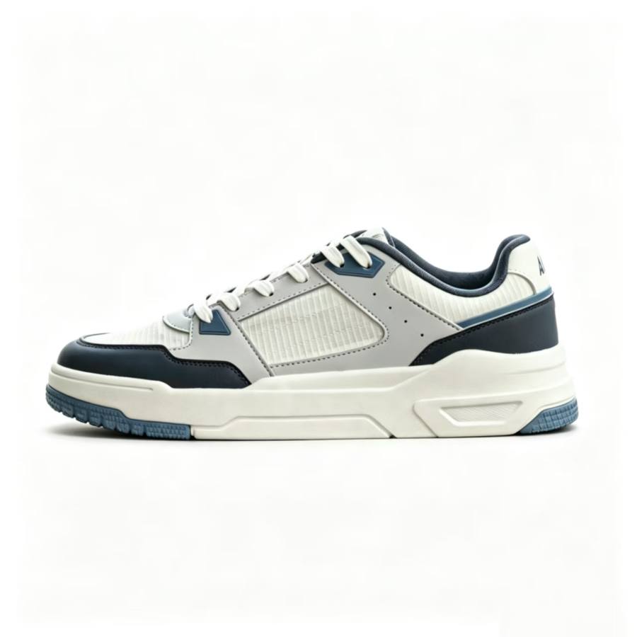 ANTA 982GZ Skateboard Shoes Men's Low Top Ecru Dark Gray Light Blue Patchwork