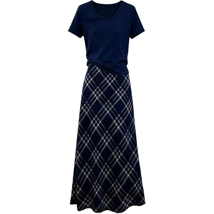 CHARM GLOW Two Piece Skirt Sets Women's V Neck Thin Long Skirt