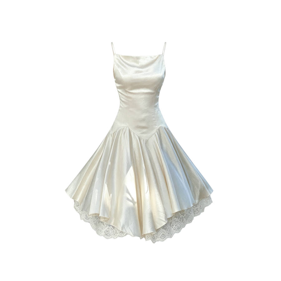 TUSHIFEI Slip Dresses Women's Champagne Moderate Midi Skirt A Line Skirt