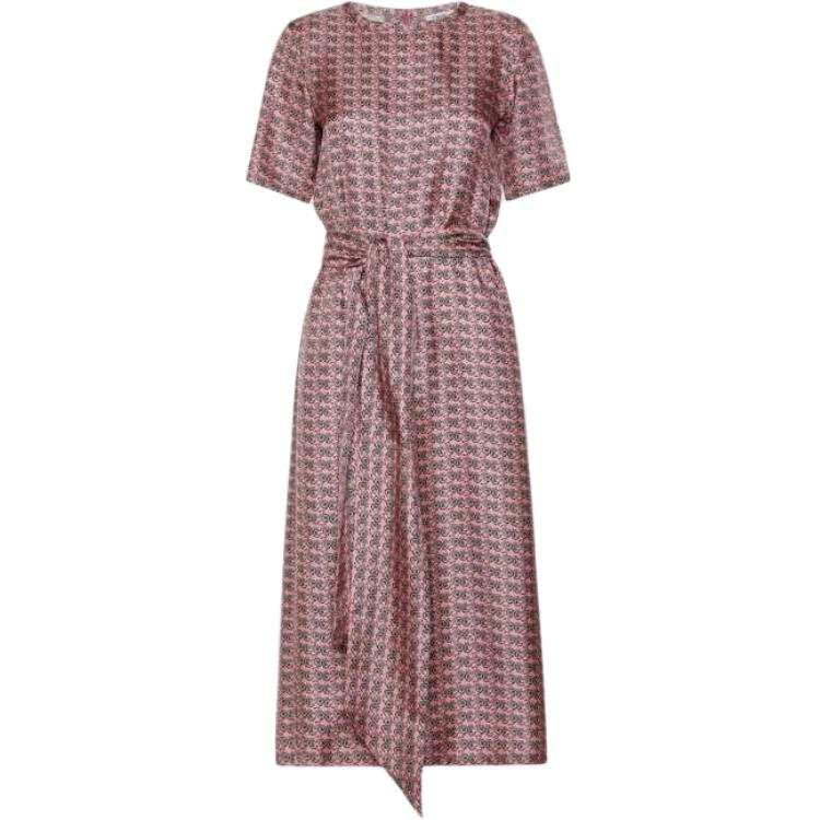 'S MAX MARA Short Sleeved Dresses Women's Pink Crew Neck Moderate Long Skirt
