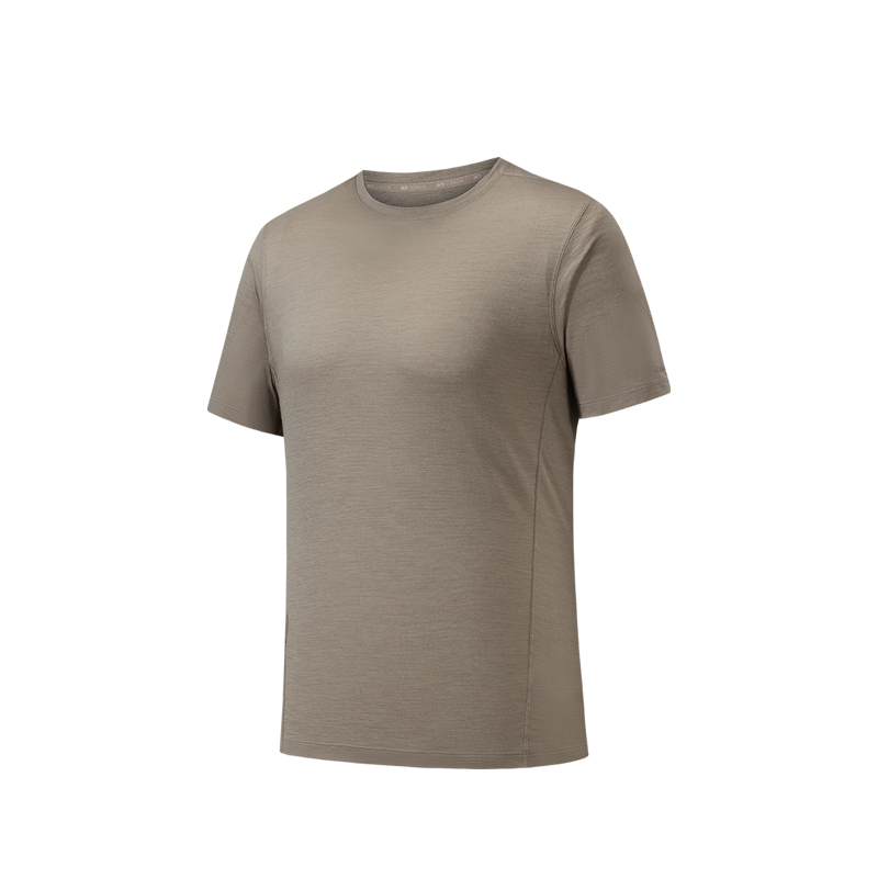 ANTA T Shirts Men's Jian Beige Crew Neck Moderate Straight Fit