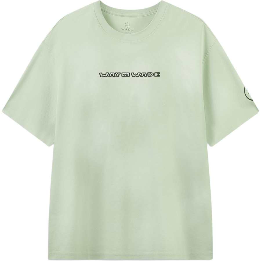 Li-Ning Li Ning T Shirts Men's Bamboo Gluten Green Washed Crew Neck Moderate Straight Fit
