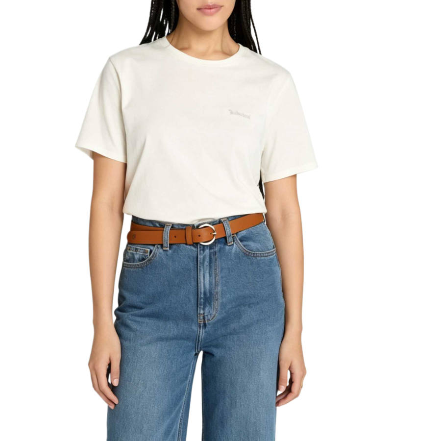 Timberland T Shirts Women's White Crew Neck Moderate