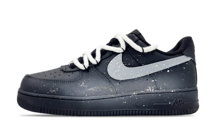 Nike Nike Air Force 1 Skateboard Shoes Men's Low Top Black Gray White Ink Splatter Colorway