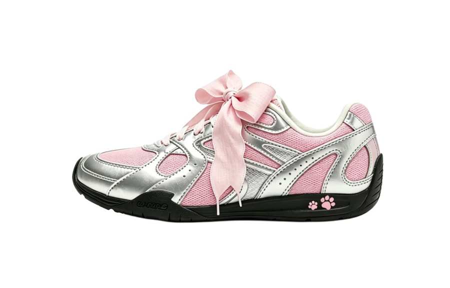 Li-Ning Li Ning Film Retro Casual Shoes Women's Low Top Silver & Pink & White