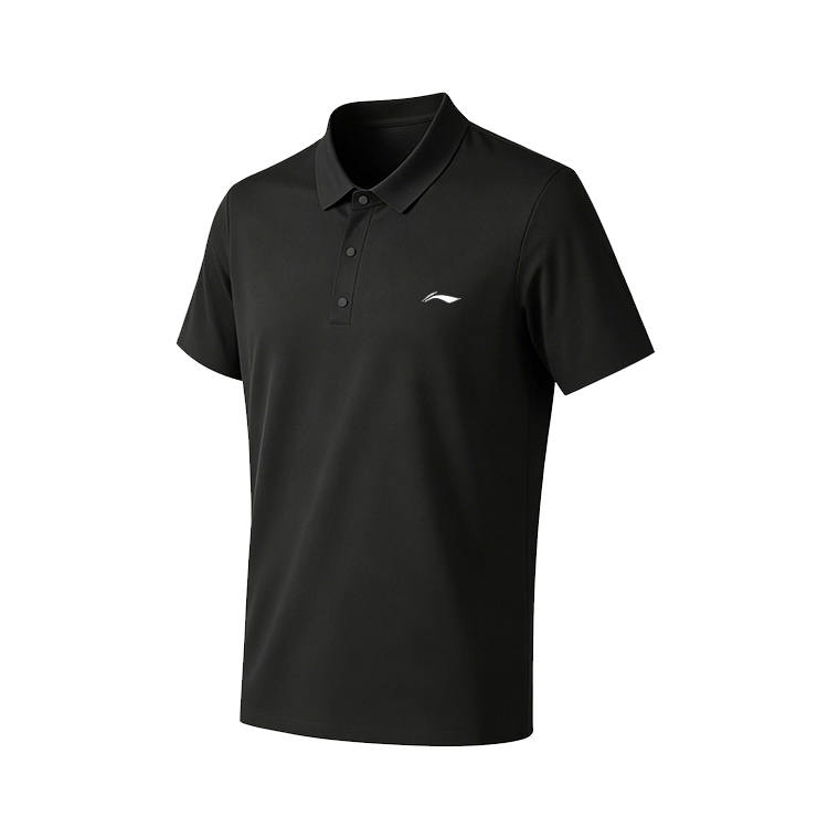 Li-Ning Li Ning Polo Shirts Unisex Black Polo Collar Thin Straight Fit