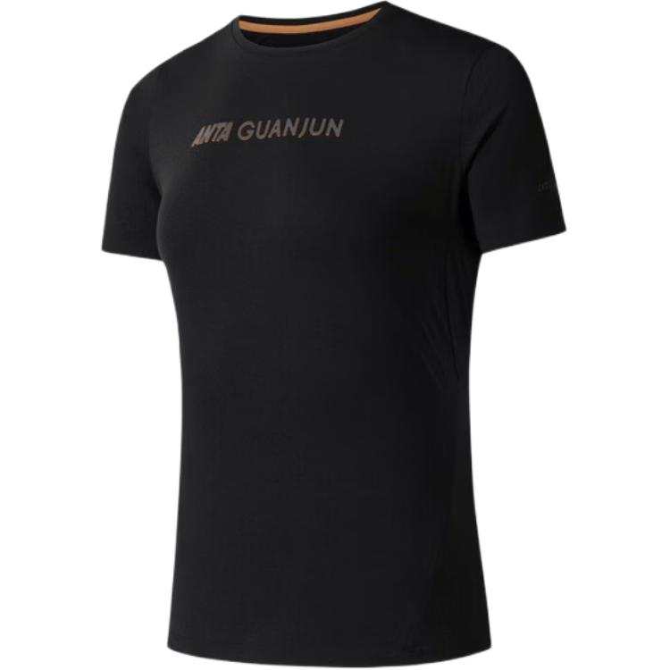 ANTA T Shirts Women's Black Crew Neck Moderate Straight Fit