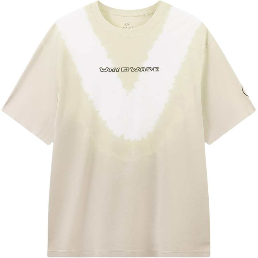 Li-Ning Li Ning T Shirts Men's Heron White Tie Dye Gray Crew Neck Moderate Straight Fit