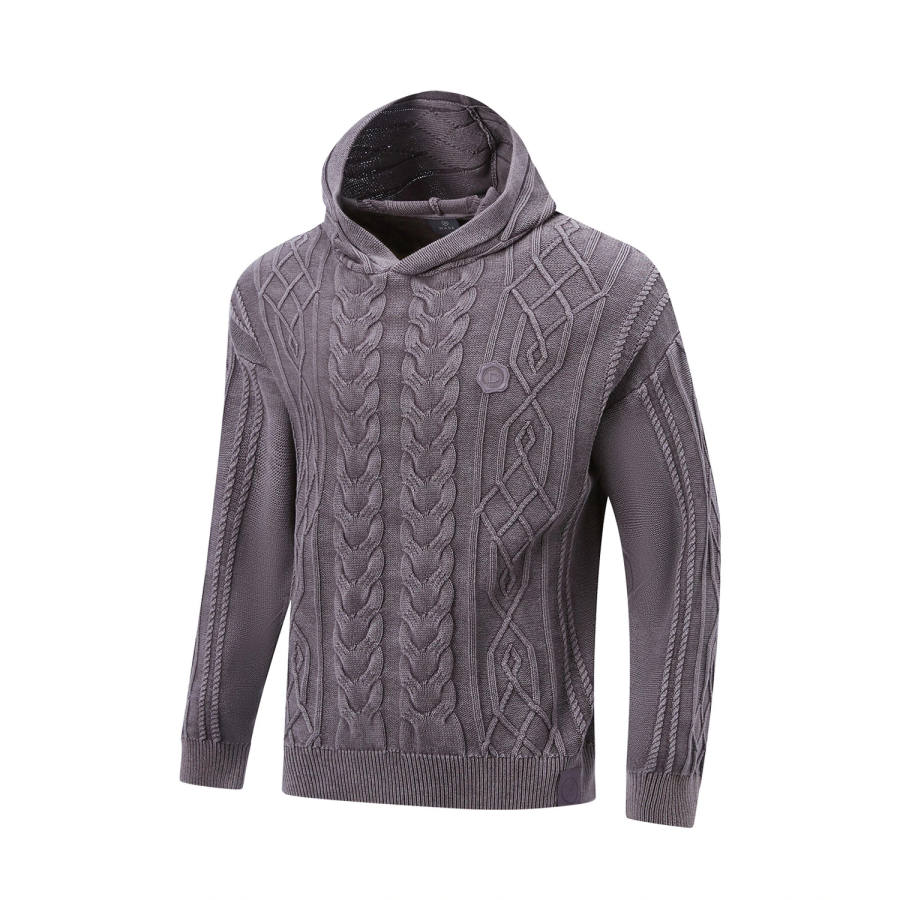 Li-Ning Li Ning Wade Knitwear Men's Carbon Gray Purple Hooded Non Detachable Moderate