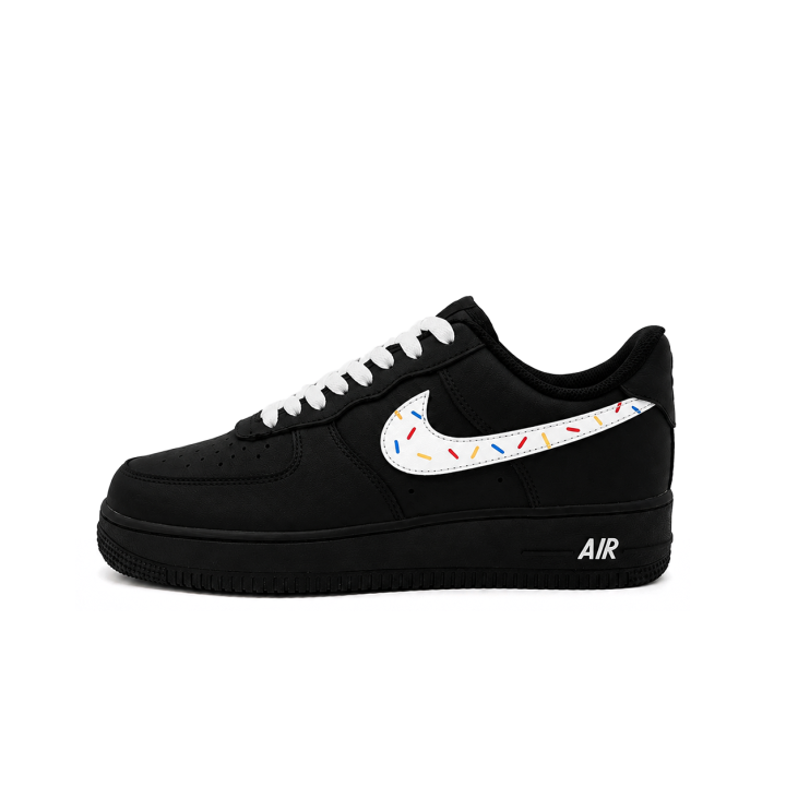 Nike Nike Air Force 1 Skateboard Shoes Women's Low Top Black, White, And Multicolor Dots