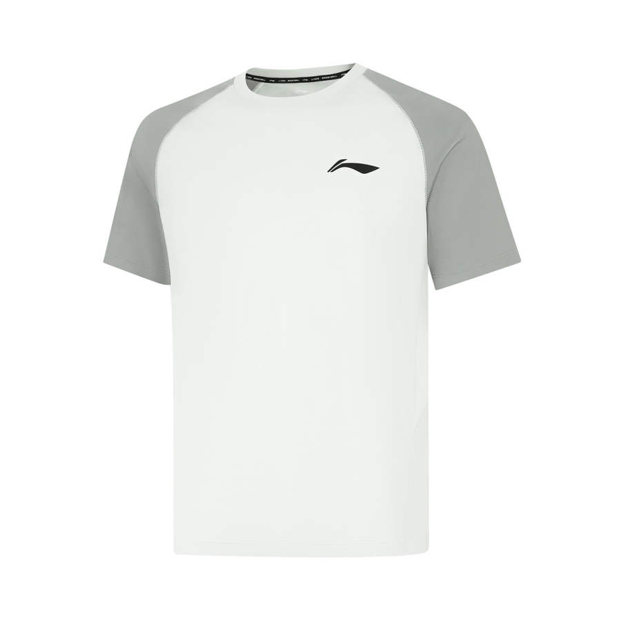 Li-Ning Li Ning T Shirts Men's Stone Gray Crew Neck Thin Straight Fit