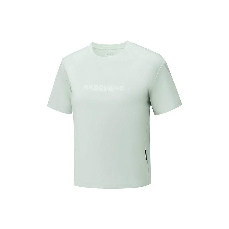 Skechers T Shirts Women's Ice Green 002S Crew Neck Moderate