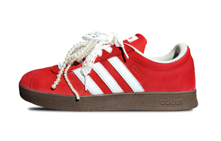 Adidas Adidas VL COURT 2.0 Slip Resistant And Breathable Low top Skateboard Shoes Unisex Red White