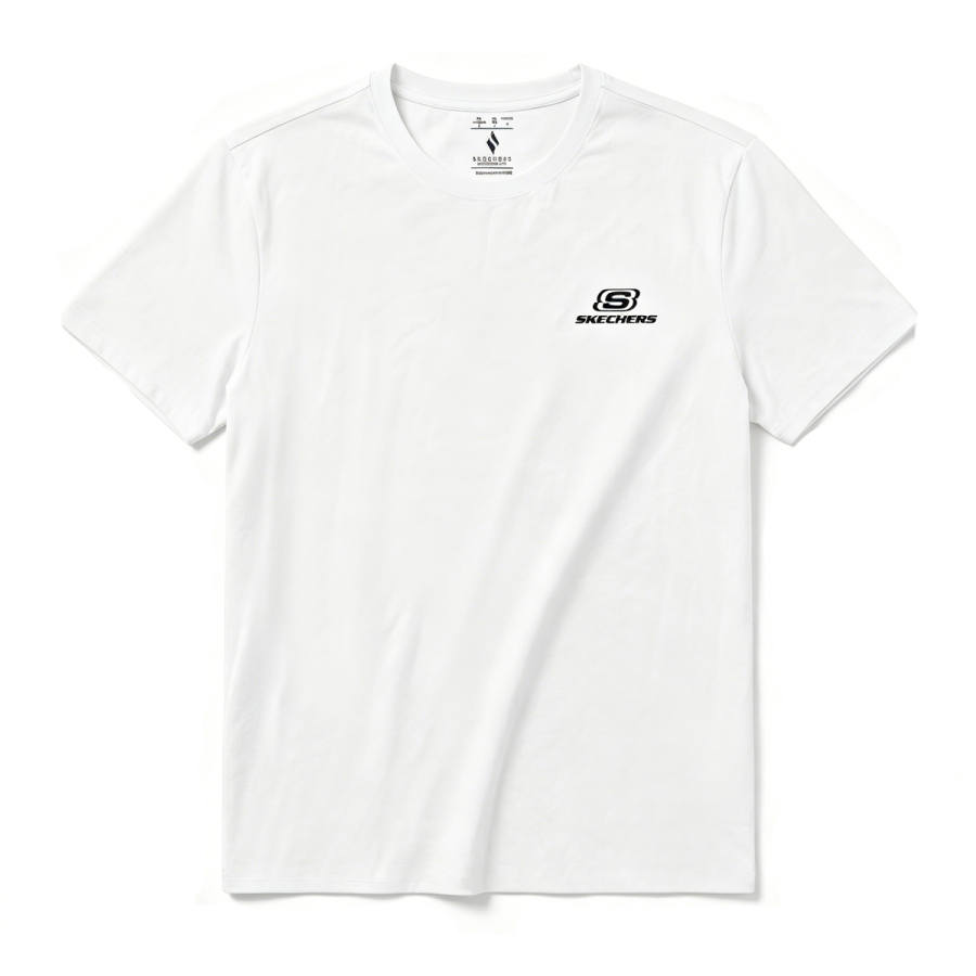 Skechers T Shirts Unisex Bright White Crew Neck Thin Straight Fit