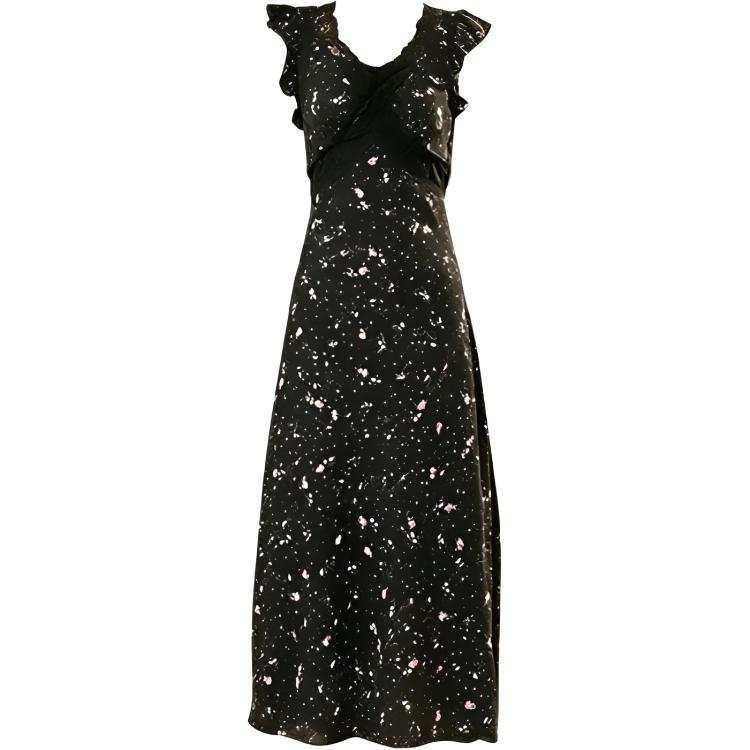 CHARM GLOW Sleeveless Dresses Women's Black V Neck Thin Long Skirt Fishtail Dress