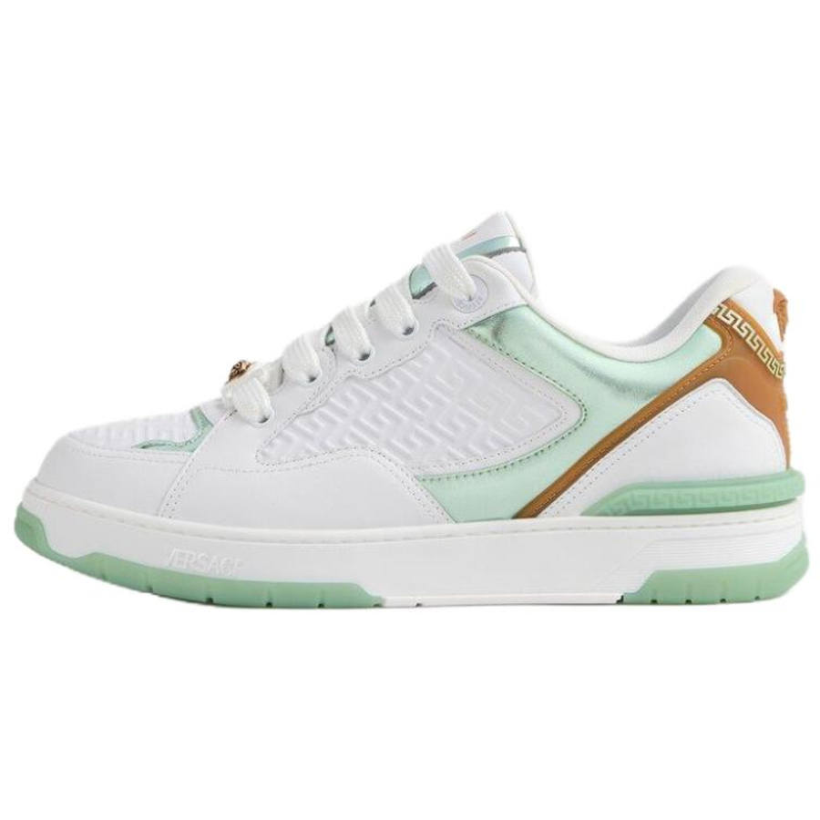 VERSACE Skateboard Shoes Men's Low Top White & Green