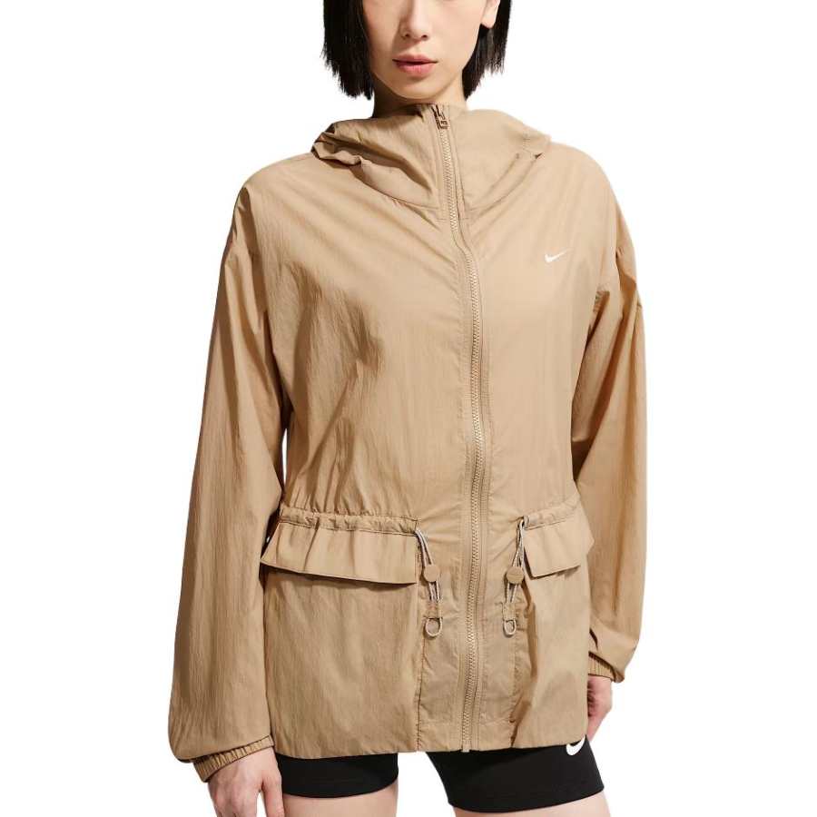Nike Nike Sportswear Sun Protection Clothing Women's UK Khaki Hooded Non Detachable Moderate Other