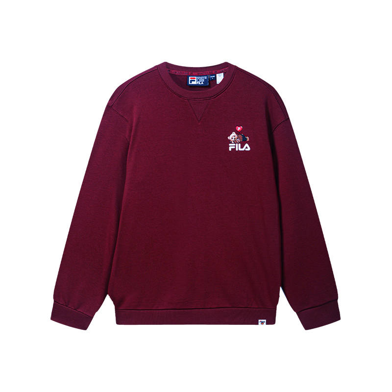 FILA ORIGINALE Sweatshirts Unisex Dark Umber Burgundy Crew Neck Moderate Other