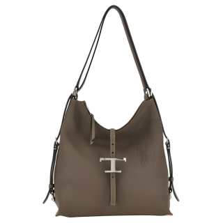 TOD'S T Timeless Cow Leather Backpack Small Women's Gray Green