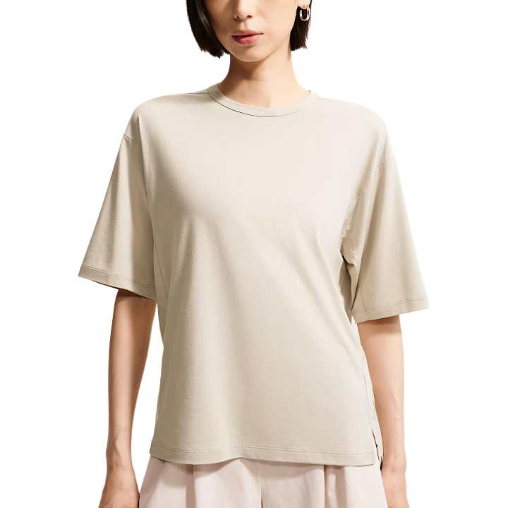 Nike Nike Dri Fit Quick Dry T Shirts Women's Milk White II/University Gray Crew Neck Moderate
