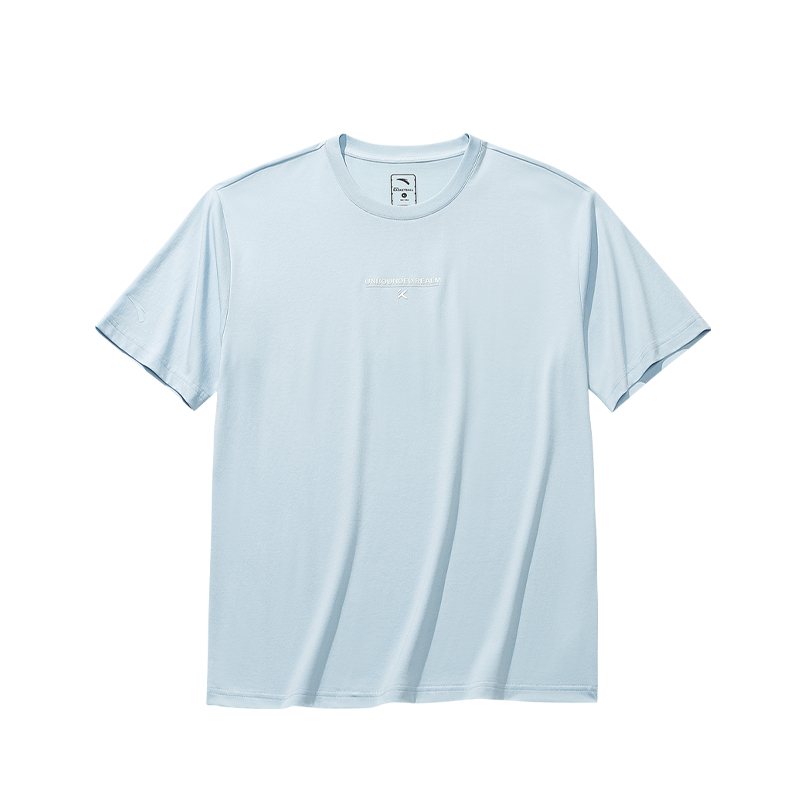 ANTA Basketball Collection T Shirts Men's Light Bright Blue Crew Neck Moderate Straight Fit