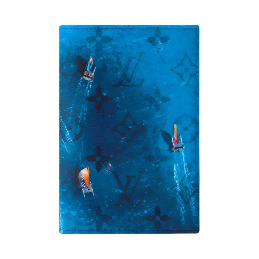 LOUIS VUITTON Coated Canvas With Artificial Leather Passport Holder Men's Marine Blue