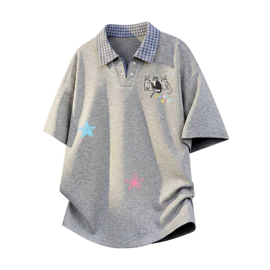 PAL ONGACO T Shirts Unisex Lapel Thin Straight Fit