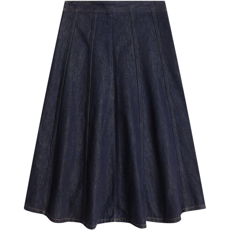Tommy Hilfiger Casual Long Skirts Women's Denim Blue 1AP Thin Short Skirt A Line Skirt