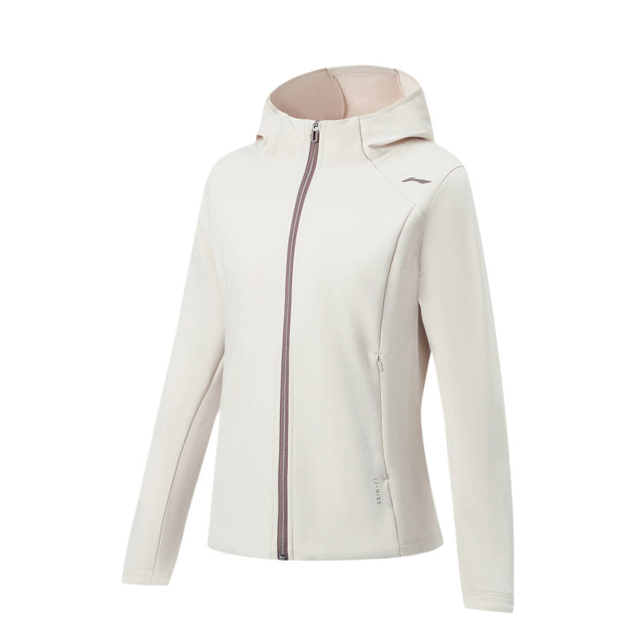 Li-Ning Li Ning Jackets Women's Sponge Gray Hooded Non Detachable Moderate Straight Fit