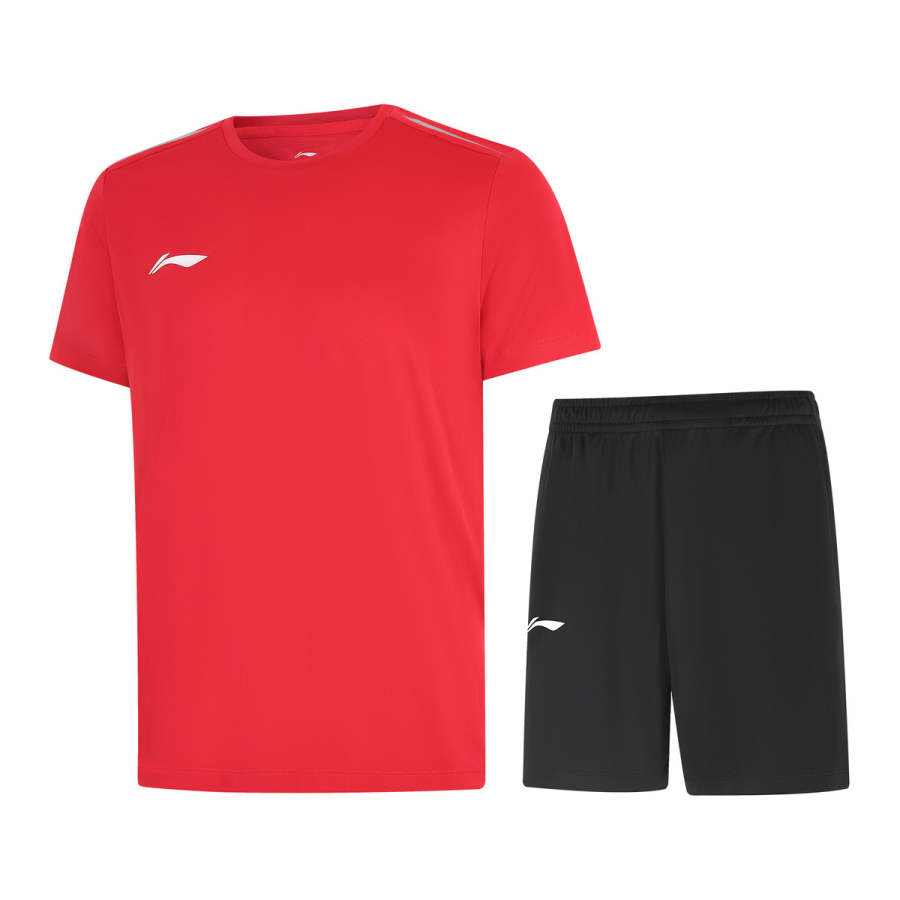 Li-Ning Li Ning Casual Sportswear Unisex Red Crew Neck Thin