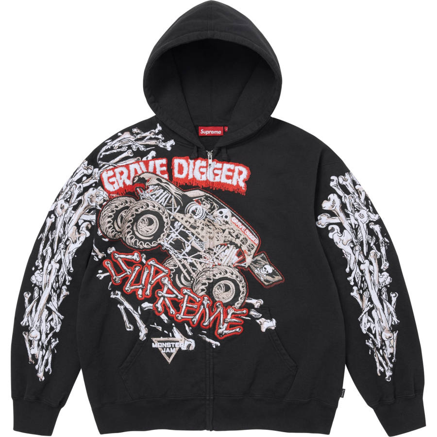 Supreme Supreme Grave Digger Sweatshirts Unisex Black/Black Hooded Non Detachable Moderate