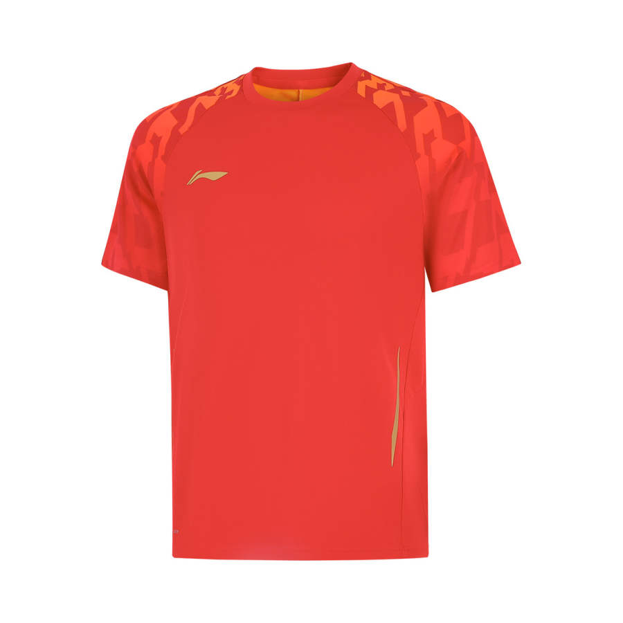 Li-Ning Li Ning T Shirts Unisex Honor Red Crew Neck Thin Straight Fit