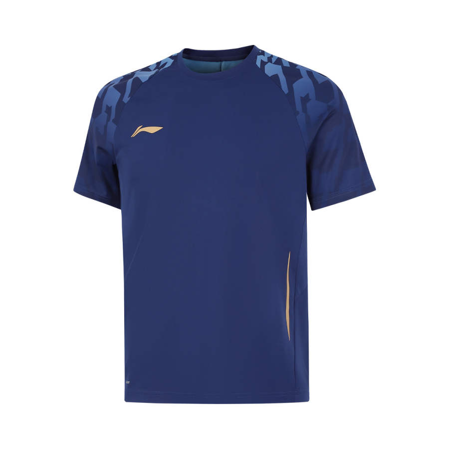Li-Ning Li Ning T Shirts Unisex Image Blue Crew Neck Thin Straight Fit