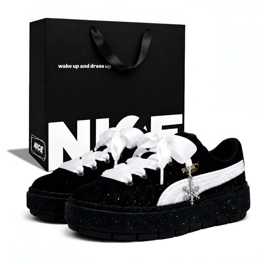 PUMA Platform Trace Skateboard Shoes Women's Low Top Black/White