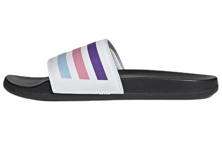 Adidas Adidas Adilette Slip Resistant Slide Slippers Unisex White Purple