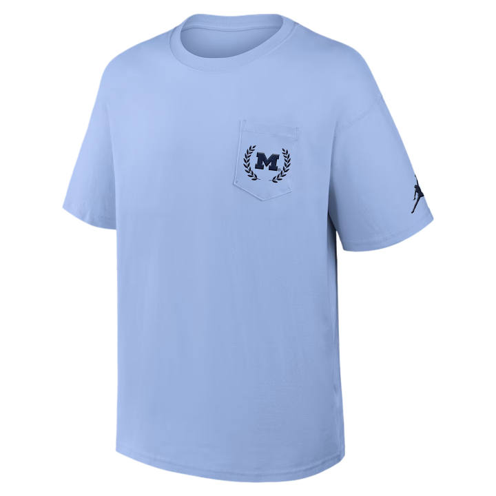 Jordan Jordan College Club T Shirts Men's Light Blue Crew Neck Moderate