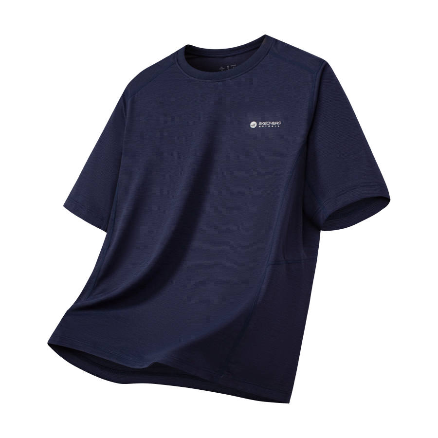 Skechers Comfortable Technology Collection T Shirts Unisex Dark Blue Black Crew Neck Thin Straight Fit