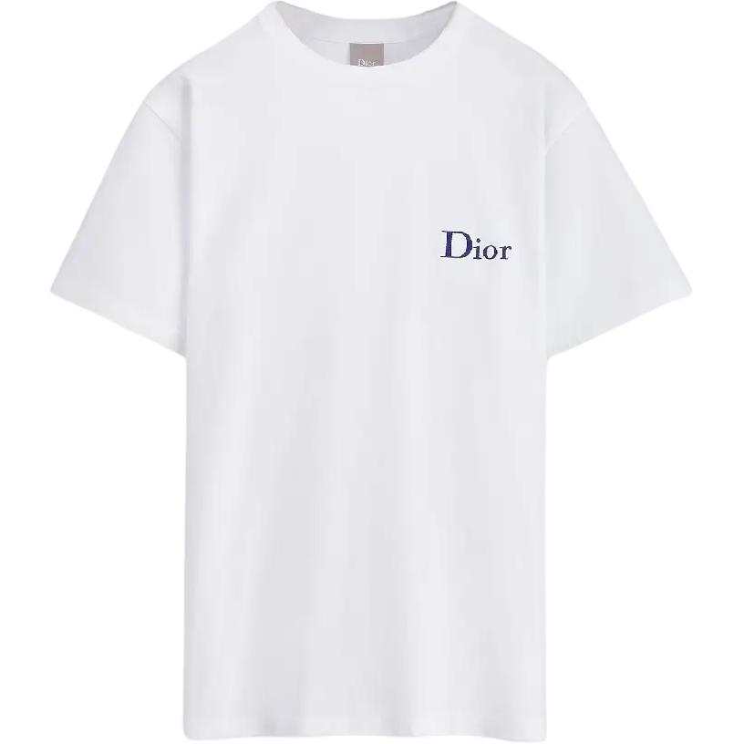 DIOR T Shirts Men's White Crew Neck Moderate Straight Fit