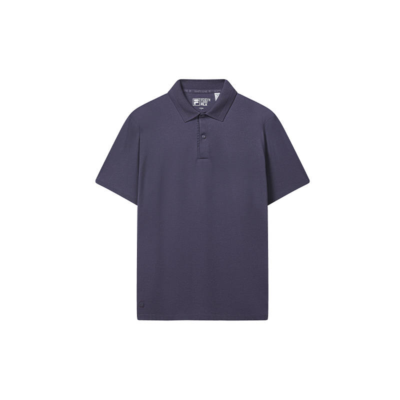 FILA WHITE Polo Shirts Men's Dark Grape Purple Polo Collar Moderate Straight Fit