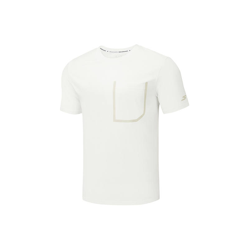 Skechers T Shirts Men's Bright White 0019 Crew Neck Moderate