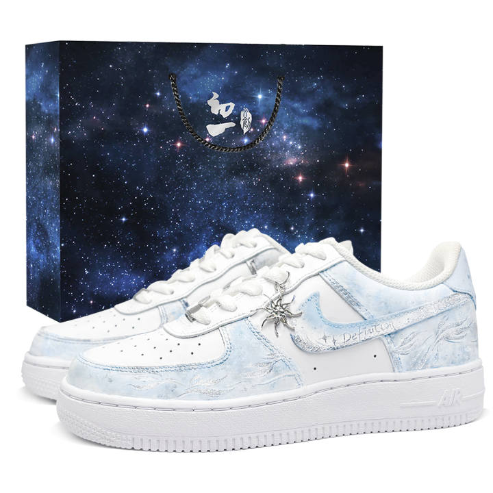 Nike Nike Air Force 1 Skateboard Shoes Unisex Low Top White/Blue/Silver