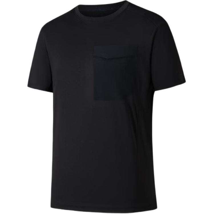 ANTA Quick Dry T Shirts Men's Black Crew Neck Moderate Straight Fit