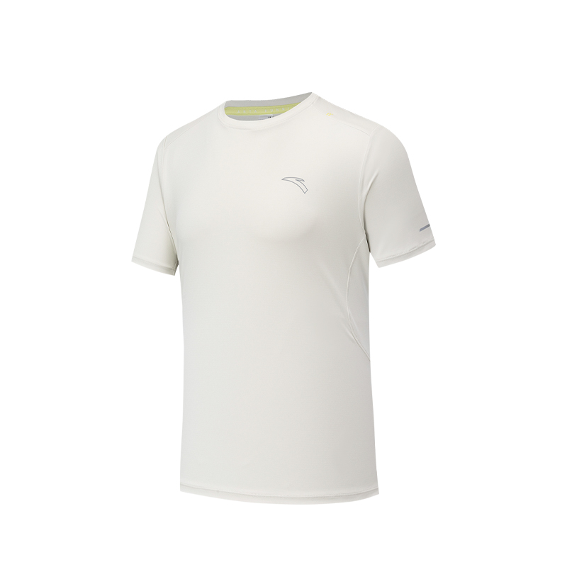 ANTA Running Collection Running T Shirts Men's Pure Porcelain White Crew Neck Moderate Straight Fit