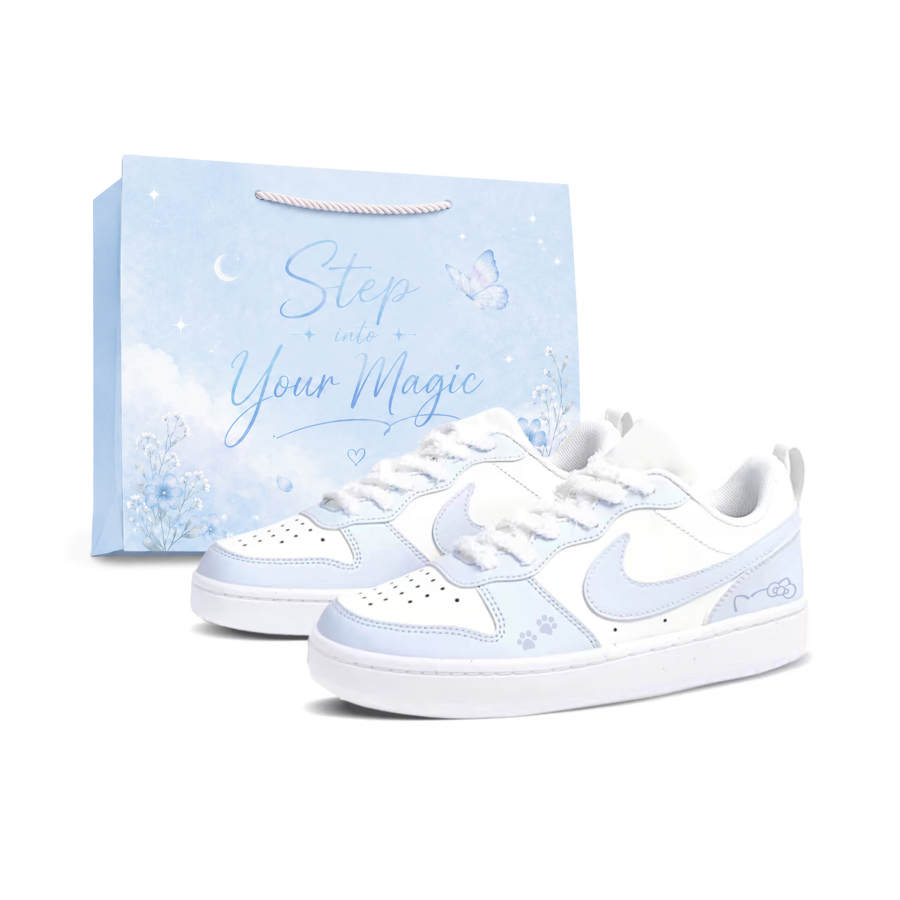 Nike Nike Court Borough Skateboard Shoes Women's Low Top Blue White Shopping Bag
