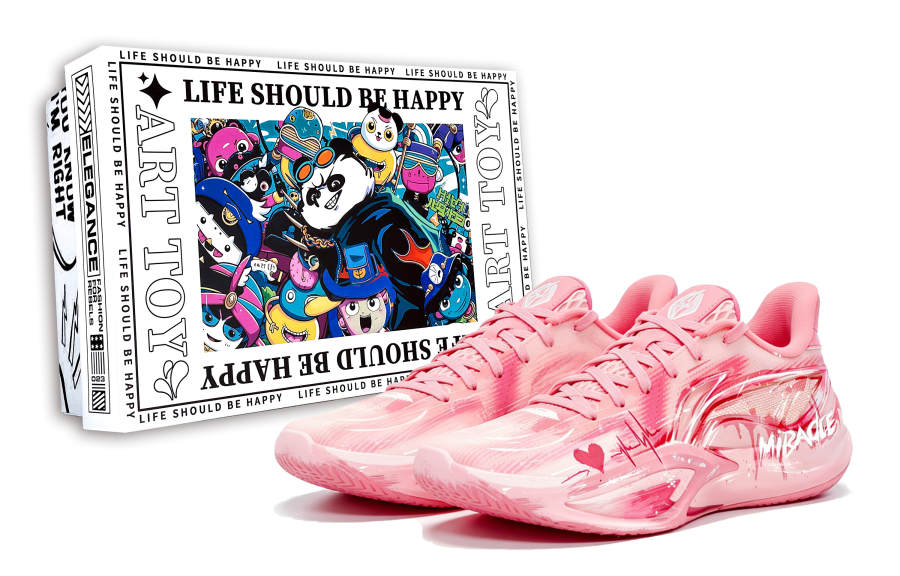 Li-Ning Li Ning Maris Sal Bubbles, Crimson Heartbeat, Special Packaging Anti Twist Support Low top Basketball Shoes Men's Pink