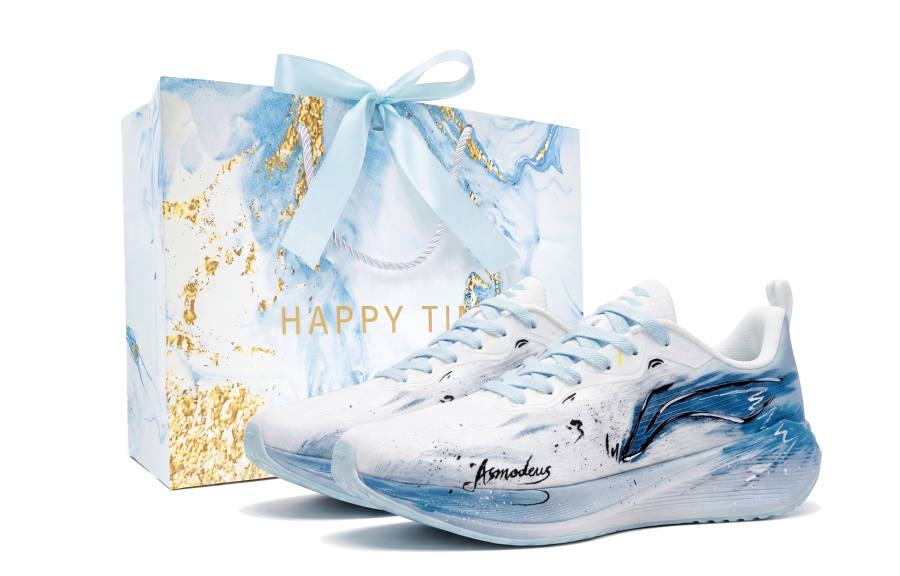 Li-Ning Li Ning Wuyue Cushioning Slip Resistant Abrasion Resistant Low top Casual Running Shoes Men's White Blue