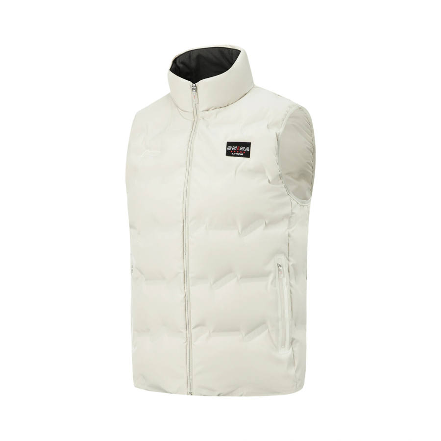 Li-Ning Li Ning Down Vests Men's Gravel White Gray Stand Collar Moderate